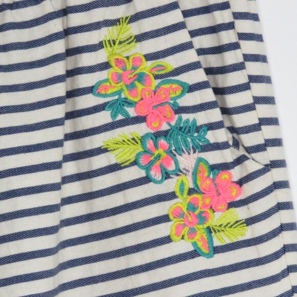 J.O.A. Urban Outfitters High Rise Striped Linen Embroidered Flower Pants Medium - Picture 5 of 11